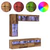 vidaXL TV-Schr&auml;nk mit LED Wandmontiert 7 pcs Altholz Holzwerkstoff
