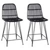 vidaXL Barhocker 2 stk. Schwarz 44 x 54 x 96 cm Rattan und Stahl