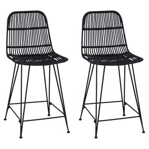 vidaXL Barhocker 2 stk. Schwarz 44 x 54 x 96 cm Rattan und Stahl