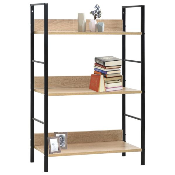 vidaXL Bücherregal 3 Regalböden Eiche 60×27,6×90,5 cm Holzwerkstoff