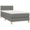 vidaXL Boxspringbett mit Matratze & LED Dunkelgrau 80x200 cm Stoff