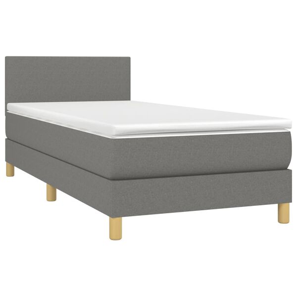 vidaXL Boxspringbett mit Matratze & LED Dunkelgrau 80x200 cm Stoff