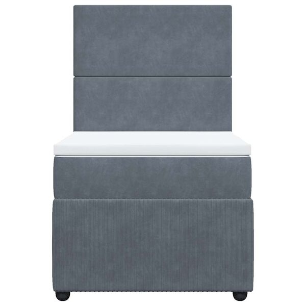 vidaXL Boxspringbett mit Matratze Dunkelgrau 90x190 cm Samt