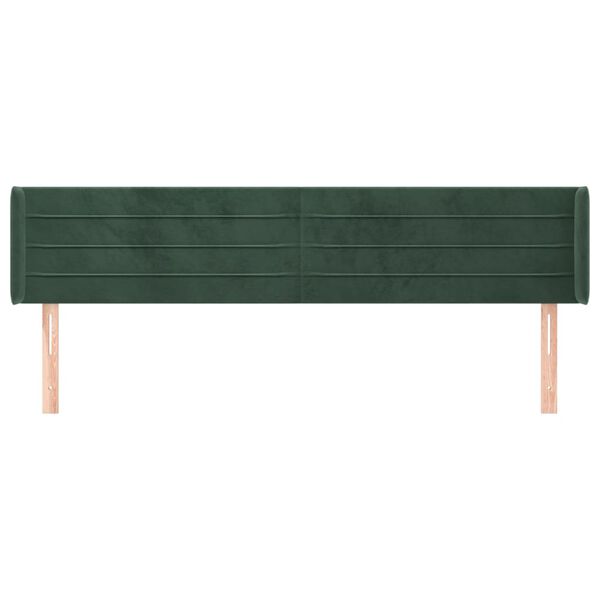 vidaXL Kopfteil mit Ohren Dunkelgr&uuml;n 183x16x78/88 cm Samt