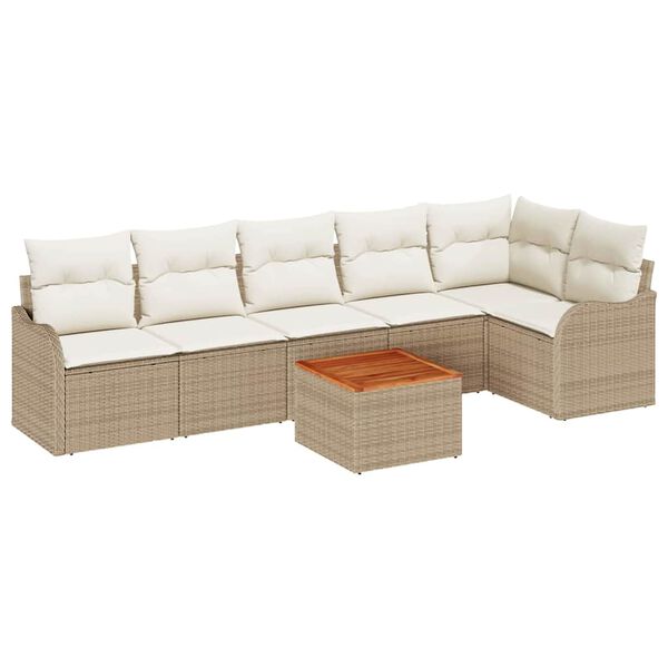 vidaXL Garten-Sofa-Set 7 pcs Beige Poly Rattan
