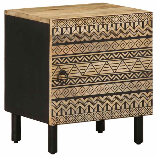 vidaXL Nachttische 2 Stk. Schwarz 40x33,5x46 cm Raues Mangoholz