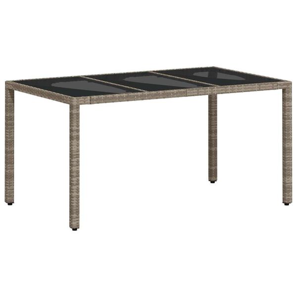 vidaXL 5-tlg. Garten-Essgruppe mit Kissen Hellgrau Poly Rattan Glas