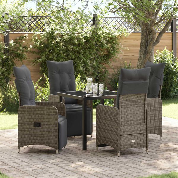 vidaXL Garten Essgruppe mit Kissen 5 pcs Beige Poly-Rattan