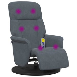 vidaXL Massagesessel mit Fu&szlig;teil Dunkelgrau Samt