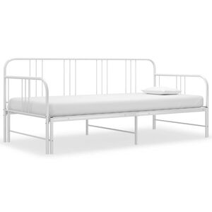 vidaXL Ausziehsofa Bettgestell Wei&szlig; Metall 90x200 cm