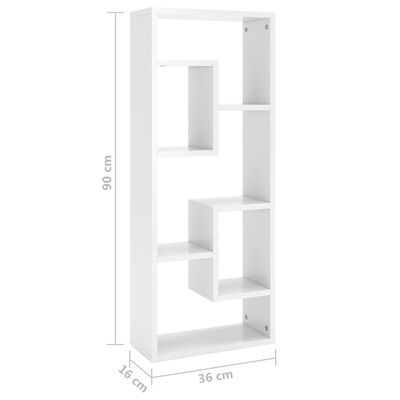 vidaXL Wandregal Hochglanz-Weiß 36x16x90 cm Holzwerkstoff