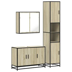 vidaXL 3-tlg. Badm&ouml;bel-Set Sonoma-Eiche Holzwerkstoff