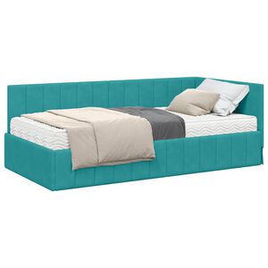 vidaXL Eckbettgestell mit Matratze mit Matratze 2 pcs T&uuml;rkis Samt