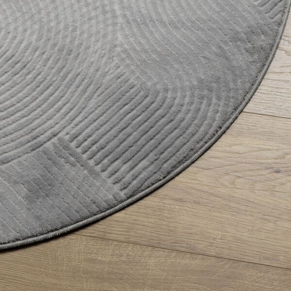 vidaXL Teppich IZA Kurzflor Skandinavischer Look Grau &Oslash; 120 cm