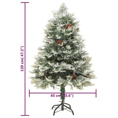 vidaXL Weihnachtsbaum mit Beleuchtung und Kiefernzapfen Grün 120 cm