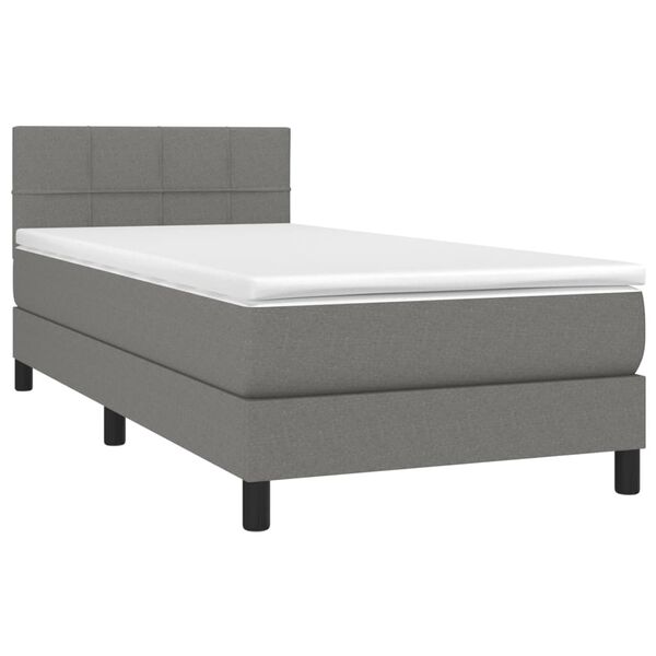 vidaXL Boxspringbett mit Matratze Dunkelgrau 100x200 cm Stoff