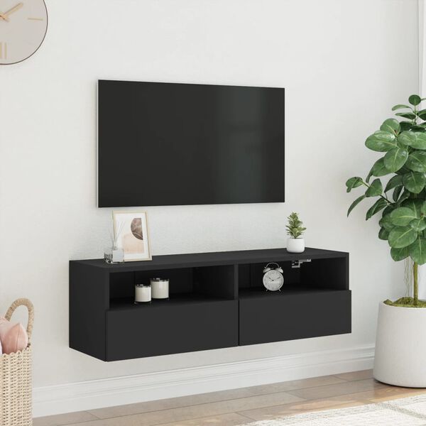 vidaXL TV-Wandschrank Schwarz 100x30x30 cm Holzwerkstoff