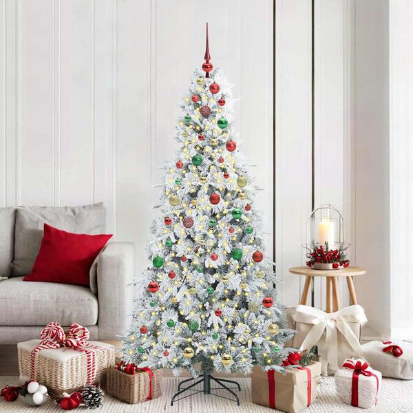 vidaXL K&uuml;nstlicher klappbarer Weihnachtsbaum Wei&szlig; 180 cm PE und PVC