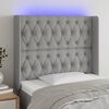vidaXL LED Kopfteil Hellgrau 103x16x118/128 cm Stoff