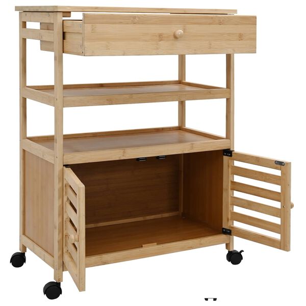 vidaXL K&uuml;chenwagen mit R&auml;dern Natur 59,5 x 36 x 82 cm Bambus
