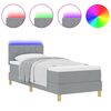 vidaXL LED Boxspringbett mit Matratze Hellgrau 80 x 200 cm Stoff