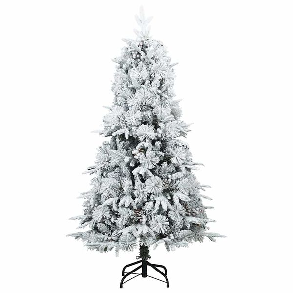 vidaXL Künstlicher Scharnier-Weihnachtsbaum schneebedeckt Weiß 120 cm