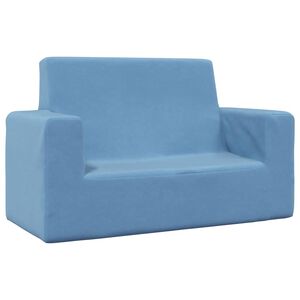 vidaXL Kindersofa 2-Sitzer Blau Weich Pl&uuml;sch