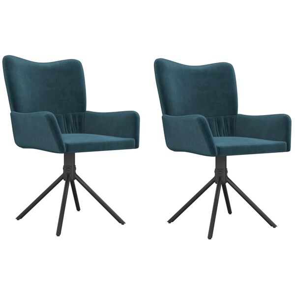vidaXL Esszimmerst&uuml;hle 2 Stk. Drehbar Blau Samt