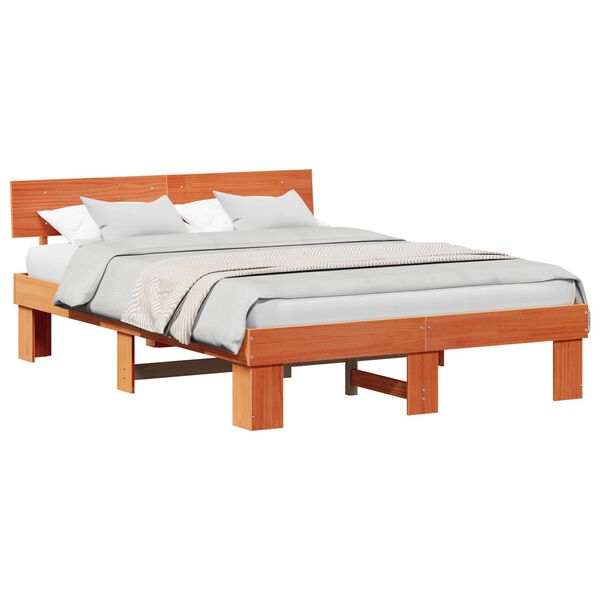 vidaXL Bettrahmen Wachsbraun 150 x 200 cm Massives Kiefernholz