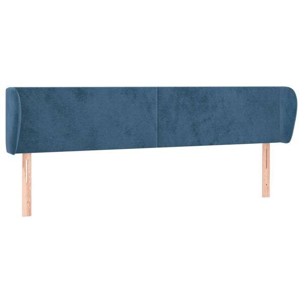 vidaXL Kopfteil mit Ohren Dunkelblau 163x23x78/88 cm Samt