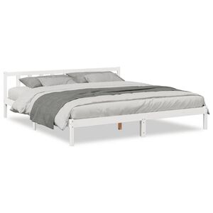 vidaXL Massivholzbett Extra Lang ohne Matratze Wei&szlig; 200x220 Kieferholz