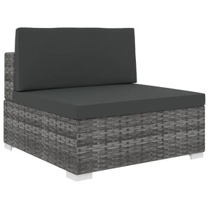 vidaXL Mittelsofa mit Kissen Modular Poly Rattan Grau