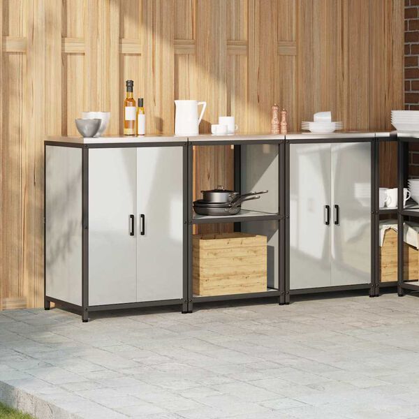 vidaXL Aufbewahrungsset f&uuml;r die K&uuml;che 3 pcs Silber Verzinkter Stahl