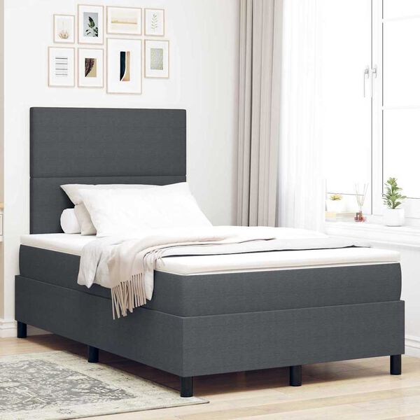 vidaXL Boxspringbett Dunkelgrau und Wei&szlig; 120 x 200 cm Cordstoff