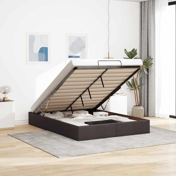 vidaXL Ottoman-Bett ohne Matratze Dunkelbraun 140x190 cm Stoff