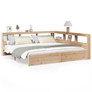 vidaXL Massivholzbett mit Regal ohne Matratze 180x200 cm Kiefernholz