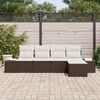 vidaXL Garten-Sofa-Set mit Kissen 5 pcs Braun Poly-Rattan