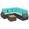 vidaXL 6-teiliges Gartensofa-Set mit Kissen, schwarzes Polyrattan