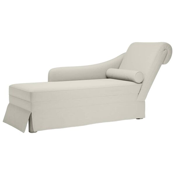 vidaXL Chaiselongue mit Nackenrolle und Rechter Armlehne Creme Samt