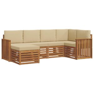 vidaXL Outdoor-Sofagarnitur 6 stk. Natur und Beige Polyester