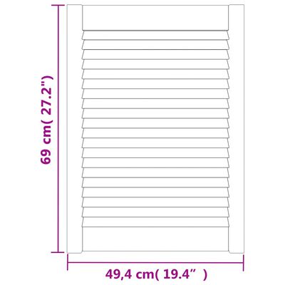 vidaXL Schranktüren Lamellen-Design 4 Stk. Weiß 69x49,4 cm Massivholz