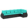 vidaXL 6-teiliges Gartensofa-Set mit Kissen, schwarzes Polyrattan