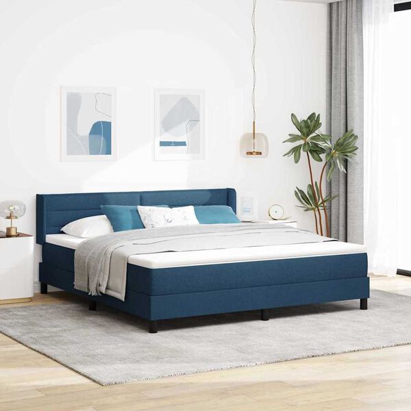 vidaXL Boxspringbett mit Matratze Blau 200 x 180 cm Polyester