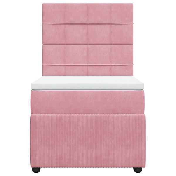 vidaXL Boxspringbett mit Matratze Rosa 80x200 cm Samt