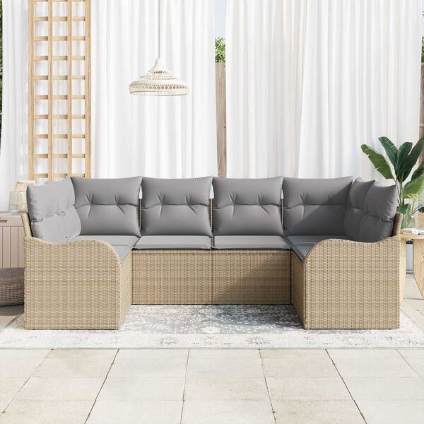 vidaXL Gartensofa-set Beige Poly-Rattan