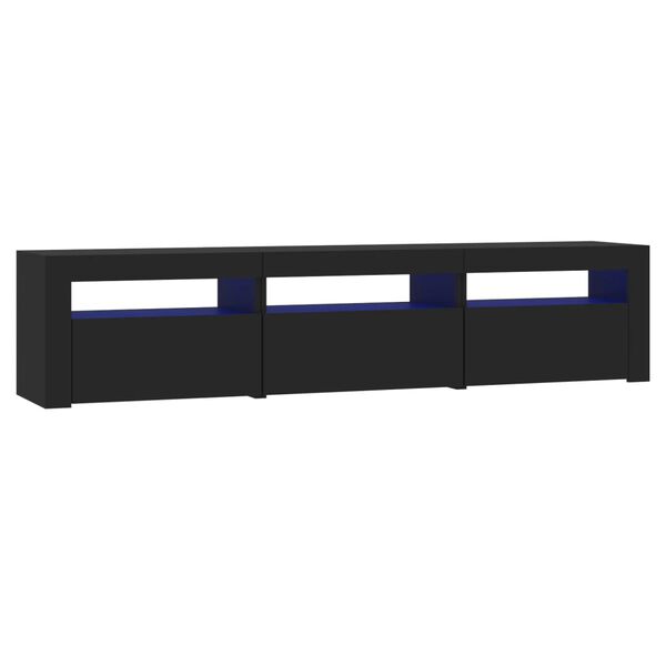vidaXL TV-Schrank mit LED-Leuchten Schwarz 180x35x40 cm