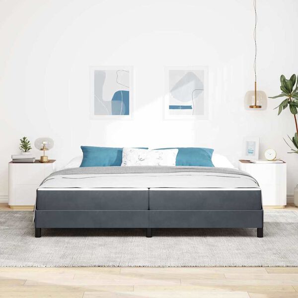 vidaXL Boxspringbett mit Matratze Dunkelgrau 200 x 220 cm Stoff