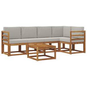 vidaXL Outdoor-Sofagarnitur 6 stk. Nat&uuml;rlich und Hellgrau
