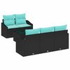 vidaXL Sofa Set mit Kissen 6 pcs Schwarz und T&uuml;rkis Poly Rattan