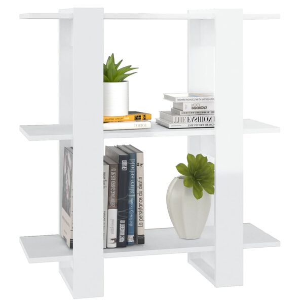 vidaXL B&uuml;cherregal/Raumteiler Hochglanz-Wei&szlig; 80x30x87 cm
